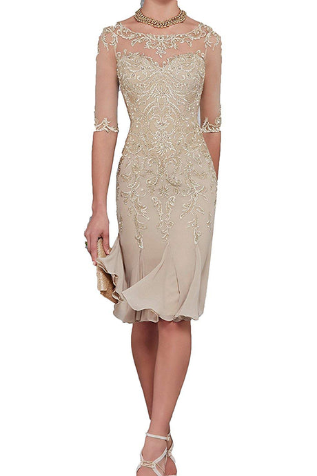 Half Sleeves Chiffon Lace Mother of the Bride Dresses