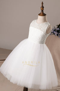 A-line/Princess Tulle & Lace Flower Girl Dresses with Bows