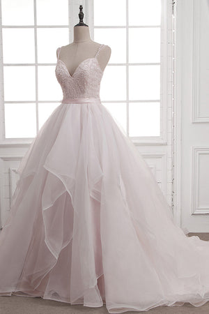 Chic Ball Gown Tulle & Organza Wedding Dresses with Beaded Embroidery & Ruffles