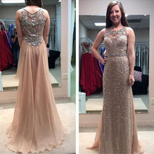 Sheath/Column Sleeveless Beading Sequined Long Prom Dresses