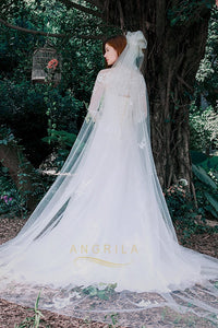 A-Line Long Sleeves Lace Applique Wedding Dresses