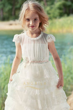 Lace Tiered Flower Girl Dresses with Cap Sleeves