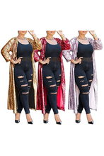 In Stock Women's Sequins Open Front Long Sleeve Club Cardigan for Evening Prom