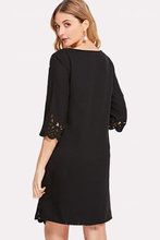 Lace Mid-sleeve Black T-shirt/Short Sheath Dress