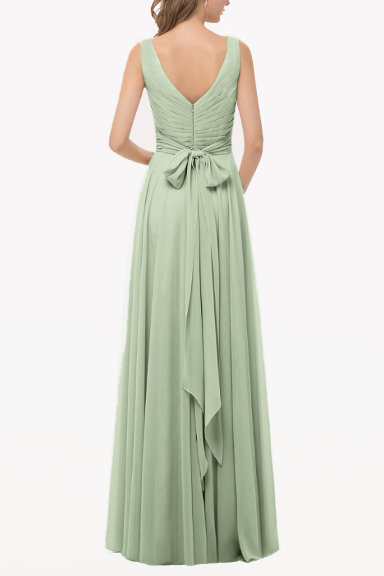 Bow-Back Ruched Chiffon A-Line Bridesmaid Dress