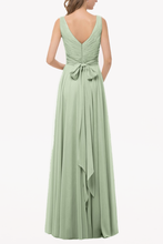 V-Neck Elegant Chiffon Long Bridesmaid Dress