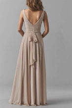 V-Neck Elegant Chiffon Long Bridesmaid Dress