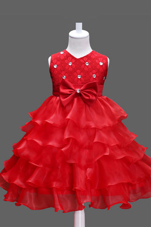 Tulle Sleeveless Flower Girl Dresses with Lovely Bow