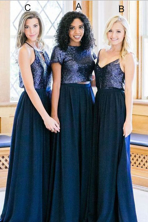Two Piece Burgundy Sequin Bridesmaid Dresses Secondary image