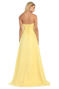 Strapless Sweetheart Ruched Long Chiffon Lace-up Bridesmaids Dresses