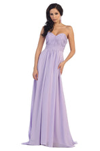 Strapless Sweetheart Ruched Long Chiffon Lace-up Bridesmaids Dresses