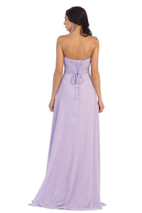 Strapless Sweetheart Ruched Long Chiffon Lace-up Bridesmaids Dresses