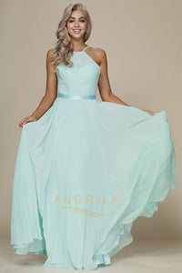 A-Line Sleeveless Long Chiffon Bridesmaid Dresses