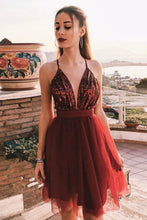Sexy V Neck Short Homecoming Dress with Sequins