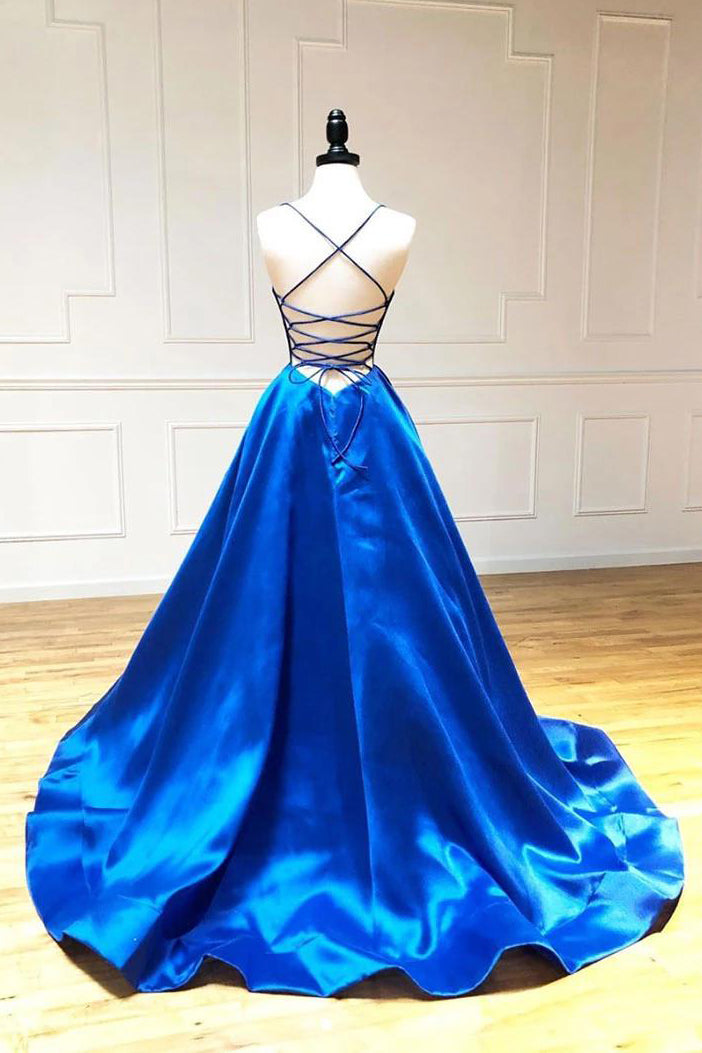 V-Neck Spaghetti Straps Criss-cross Back Prom Dresses Evening Dresses Secondary image