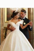 Ball Gown V-Neck Lace Sweep Train Vintage Wedding Dress