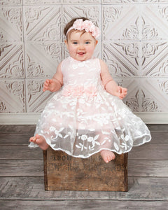 A-Line/Princess Scoop Neck Baby Flower Girl Dress with Flowers
