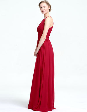 Pleated Halter Chiffon A-Line Bridesmaid Dress