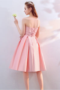 Strapless Pink Sweetheart Knee Length Dresses