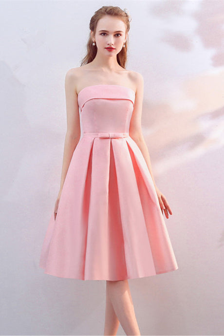 Strapless Pink Sweetheart Knee Length Dresses