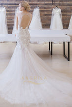 Illusion Lace Applique Mermaid Wedding Dresses