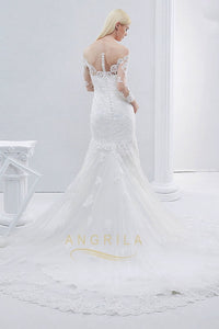 Trumpet/Mermaid Long Sleeves Lace Applique Wedding Dresses