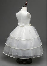 Ball Gown Sleeveless Beading Waistband Sash Layers Tea-length Flower Girl Dresses