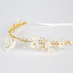 Pearl Handflower Bridal Headpiece