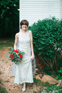 Sheath/Column Sleeveless Floor-Length Lace Wedding Dresses