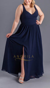 A-Line Floor-Length Slightly Pleated Bridesmaid Dresses