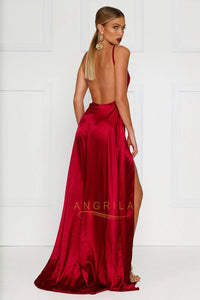 Sexy Long Satin Prom Dress with Two Flirty Side Thigh-High Splits