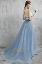 Elegant Tulle Lace Two-Piece Long Prom Dress