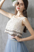 Elegant Tulle Lace Two-Piece Long Prom Dress