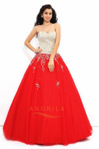 Strapless Ball Gown Sweetheart Beading Ball Gown Prom Dresses