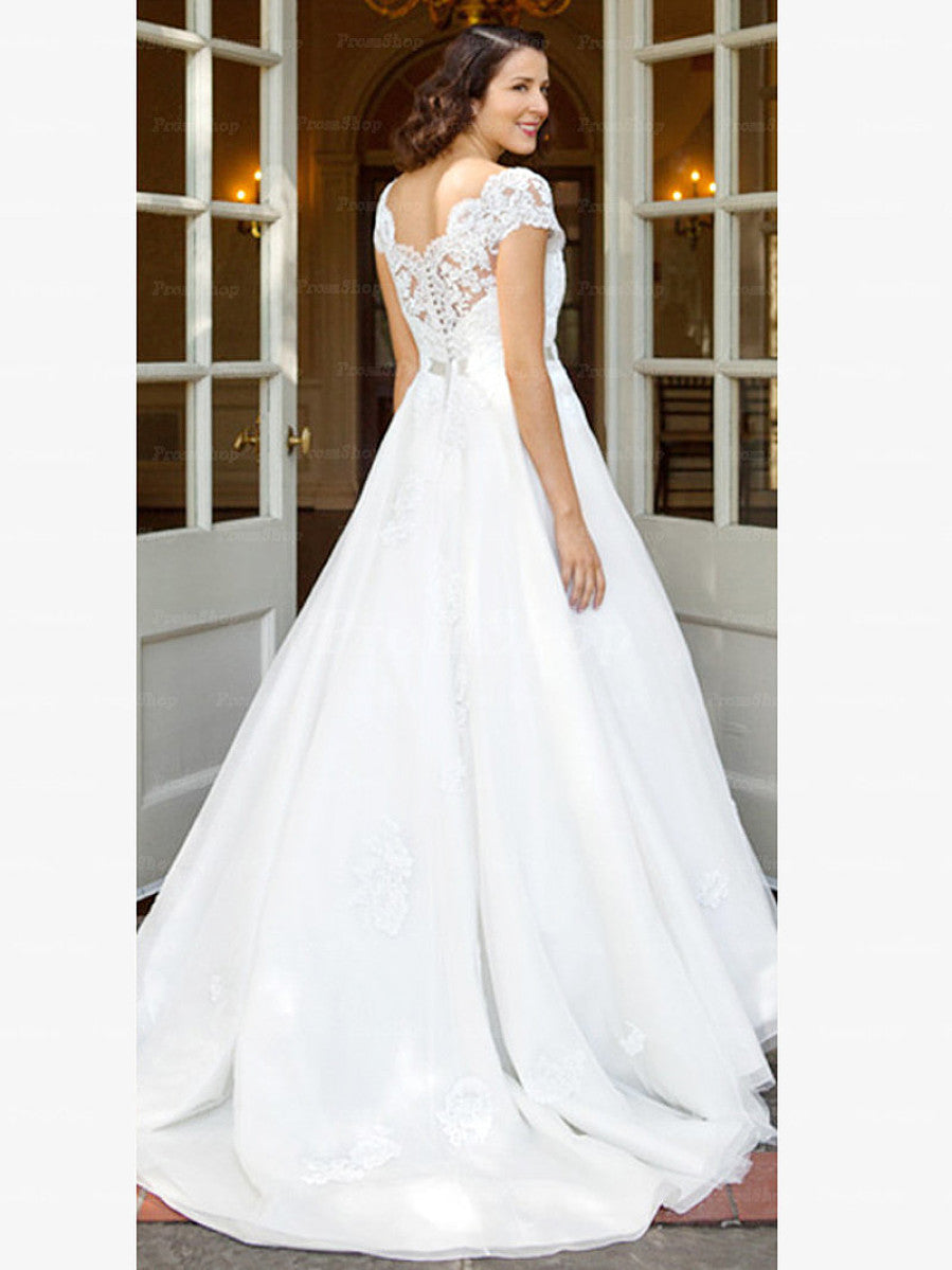 A-Line Scoop Neck Design Floor-Length Chiffon Wedding Dress Secondary image