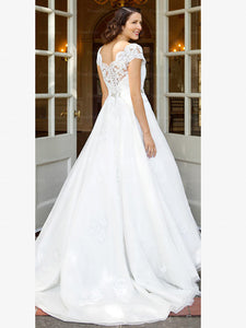 A-Line Scoop Neck Design Floor-Length Chiffon Wedding Dress