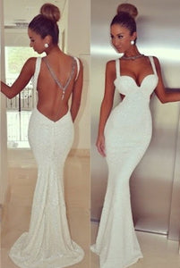 Sexy Sleeveless Spaghetti Straps Mermaid Long Evening Dresses