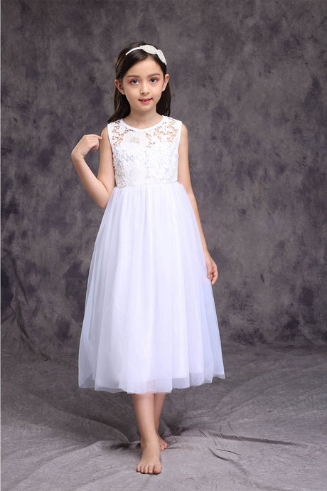 Jewel Neckline Sleeveless Organza Flower Girl Dresses