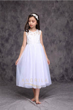 Jewel Neckline Sleeveless Organza Flower Girl Dresses