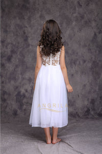 Jewel Neckline Sleeveless Organza Flower Girl Dresses
