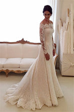 Off-the-shoulder Full/Long Sleeves Lace Bridal Wedding Dresses