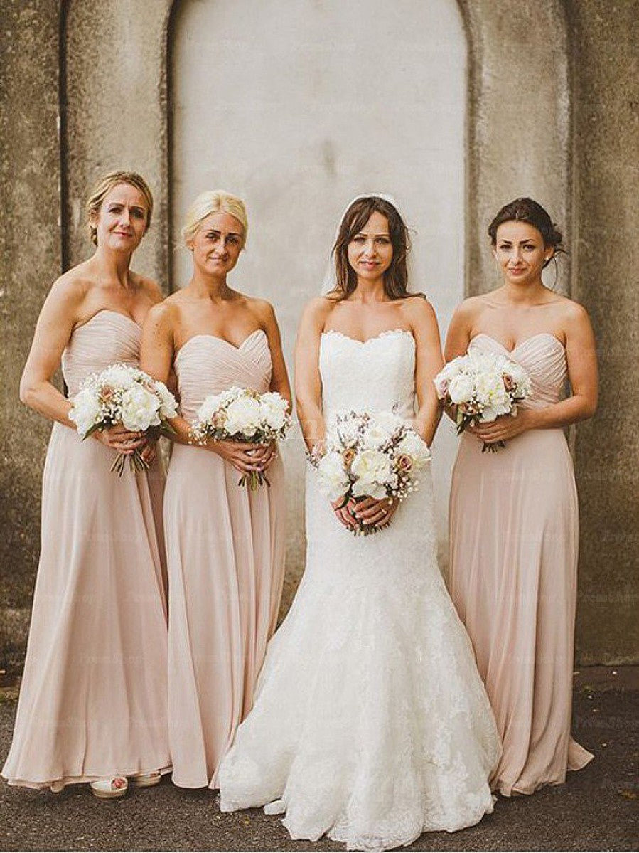 Strapless Ruched Chiffon A-Line Bridesmaid Dress