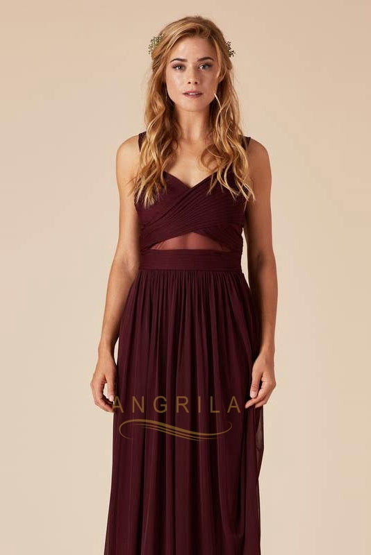 Sheath/Column V-neck Long Chiffon Bridesmaid Dresses Secondary image