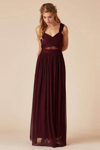 Sheath/Column V-neck Long Chiffon Bridesmaid Dresses