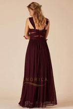 Sheath/Column V-neck Long Chiffon Bridesmaid Dresses