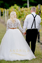 Two-Piece Lace Long Sleeves Plus Size Wedding Dresses