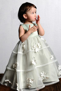 Sleeveless Organza & Satin Flower Girl Dresses