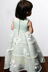 Sleeveless Organza & Satin Flower Girl Dresses
