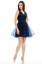 A-Line V-neck Short/Mini Tulle Chiffon Prom Dresses