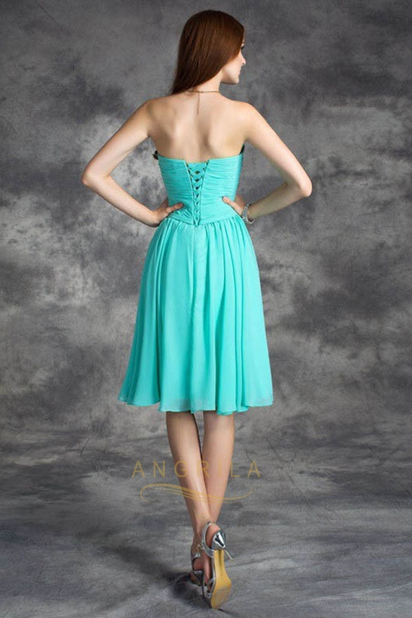 Sexy Sweetheart Sleeveless Lace-up Short Chiffon Bridesmaid Dresses